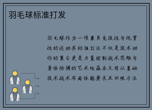 羽毛球标准打发