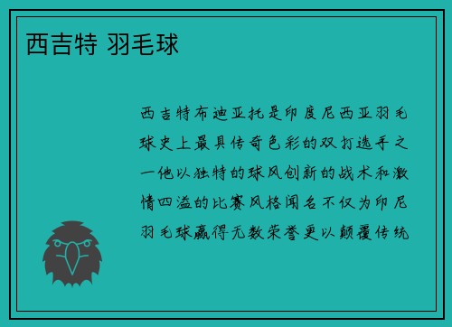 西吉特 羽毛球